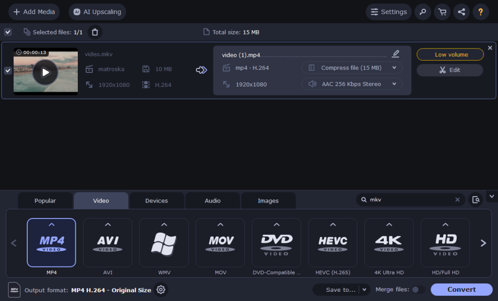 Movavi Video Player Interface