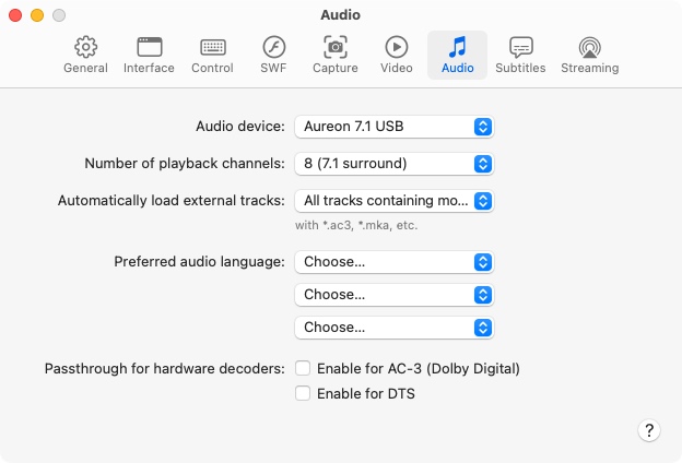 Audio Preferences