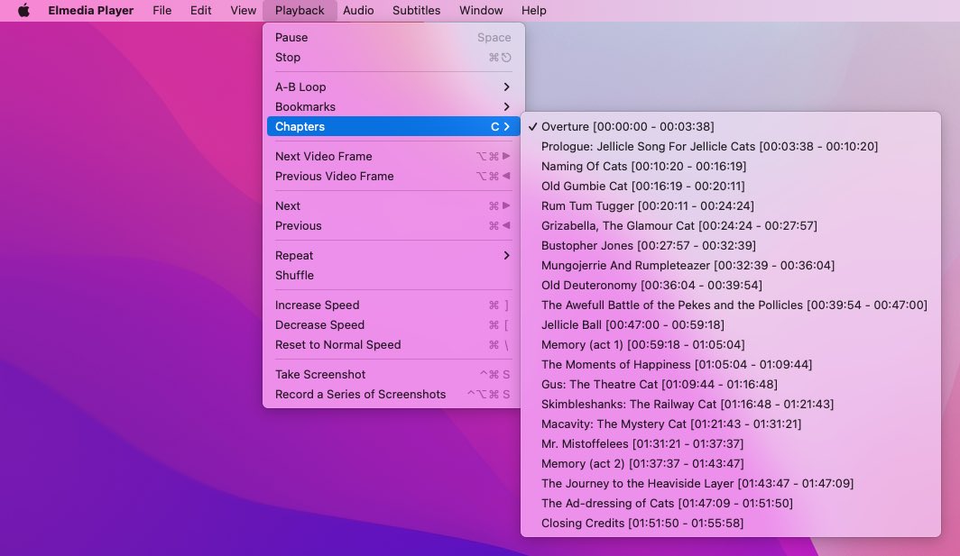 Video playback controls Mac in Elmedia Player