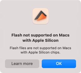 Flash not supported on Macs with Apple Silicon