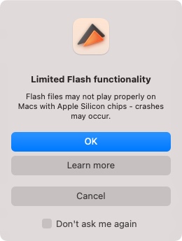 Limited Flash functionality