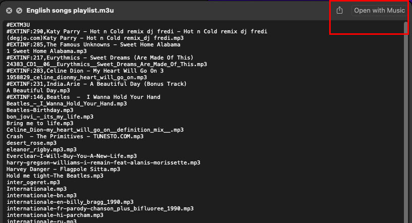 Open with music to Open M3U file