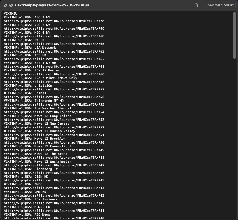 An M3U file format for online media playlist on MacBook