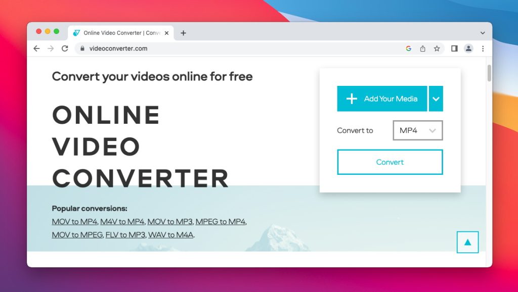 The main page of the VideoConverter.com is opened VideoConverter website