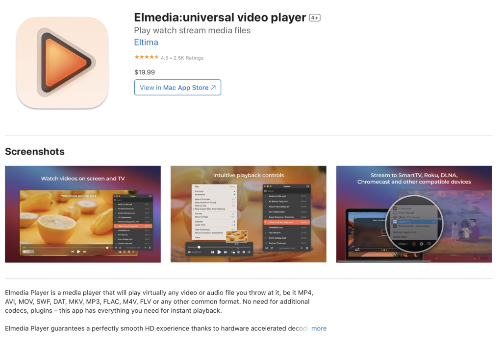 Elmedia - universal video player