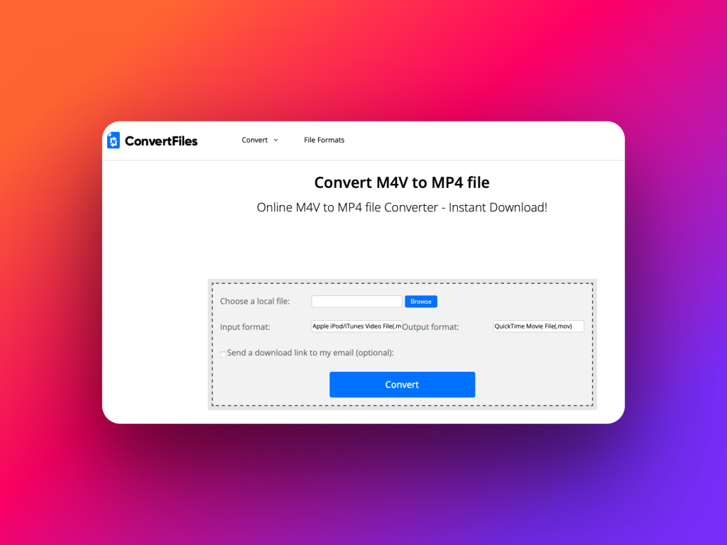 Choose a local file to convert it using the ConvertFiles Service ConvertFiles Web Converter