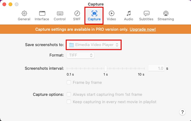 Elmedia player capture preferences