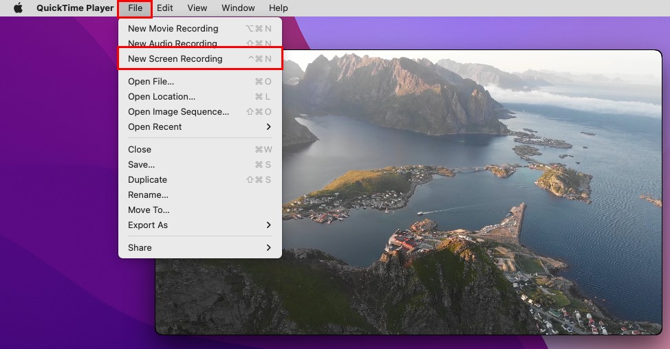New screen recording QuickTime