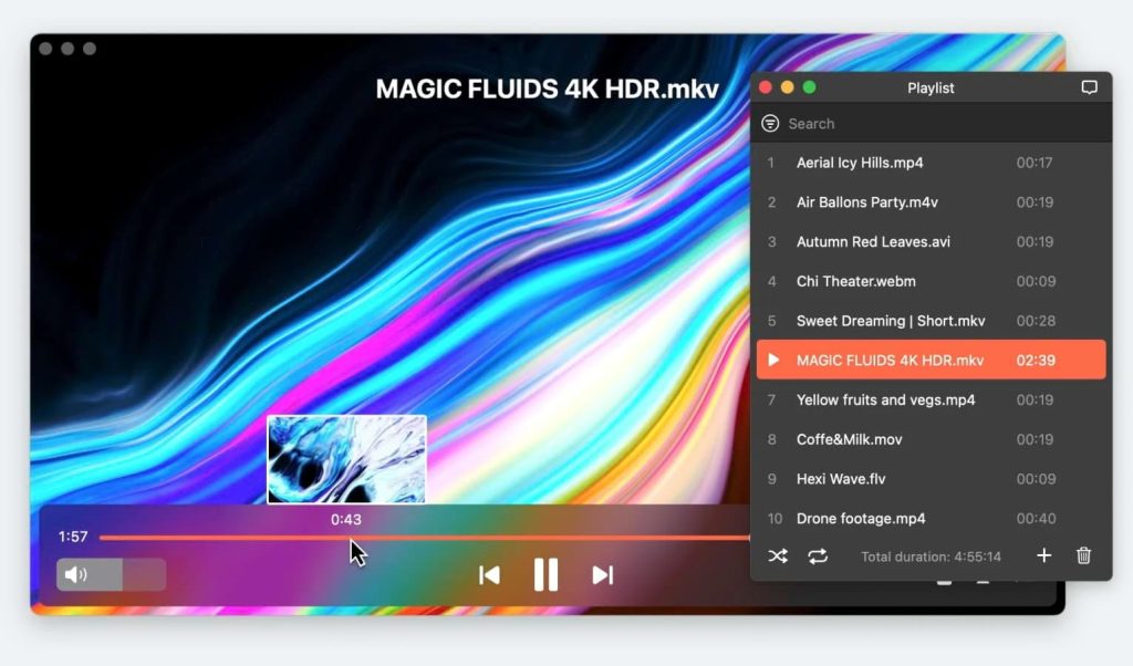 Elmedia Player can function as an AirPlay player for Mac
