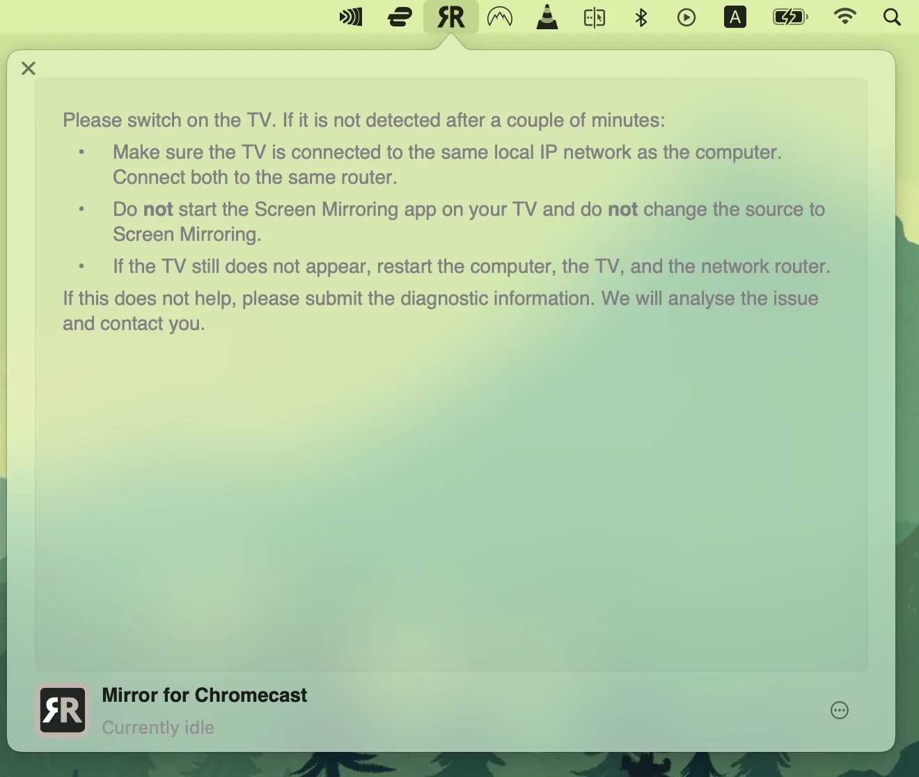 The AirBeamTV app on a Mac
