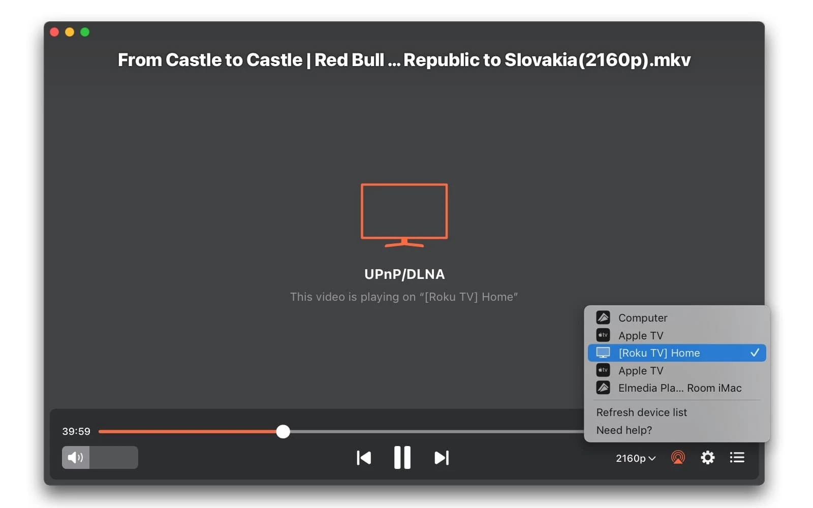 Stream video from Mac to a TV with Elmedia Player