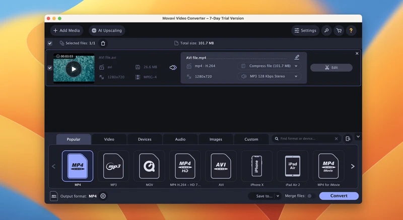 Movavi application interface.