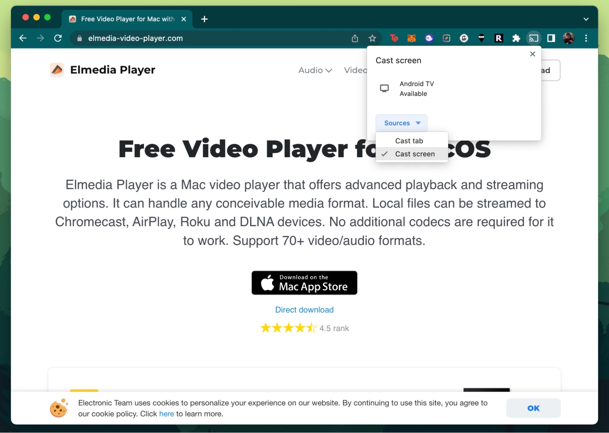 Choisissez une source pour la diffusion dans Chrome