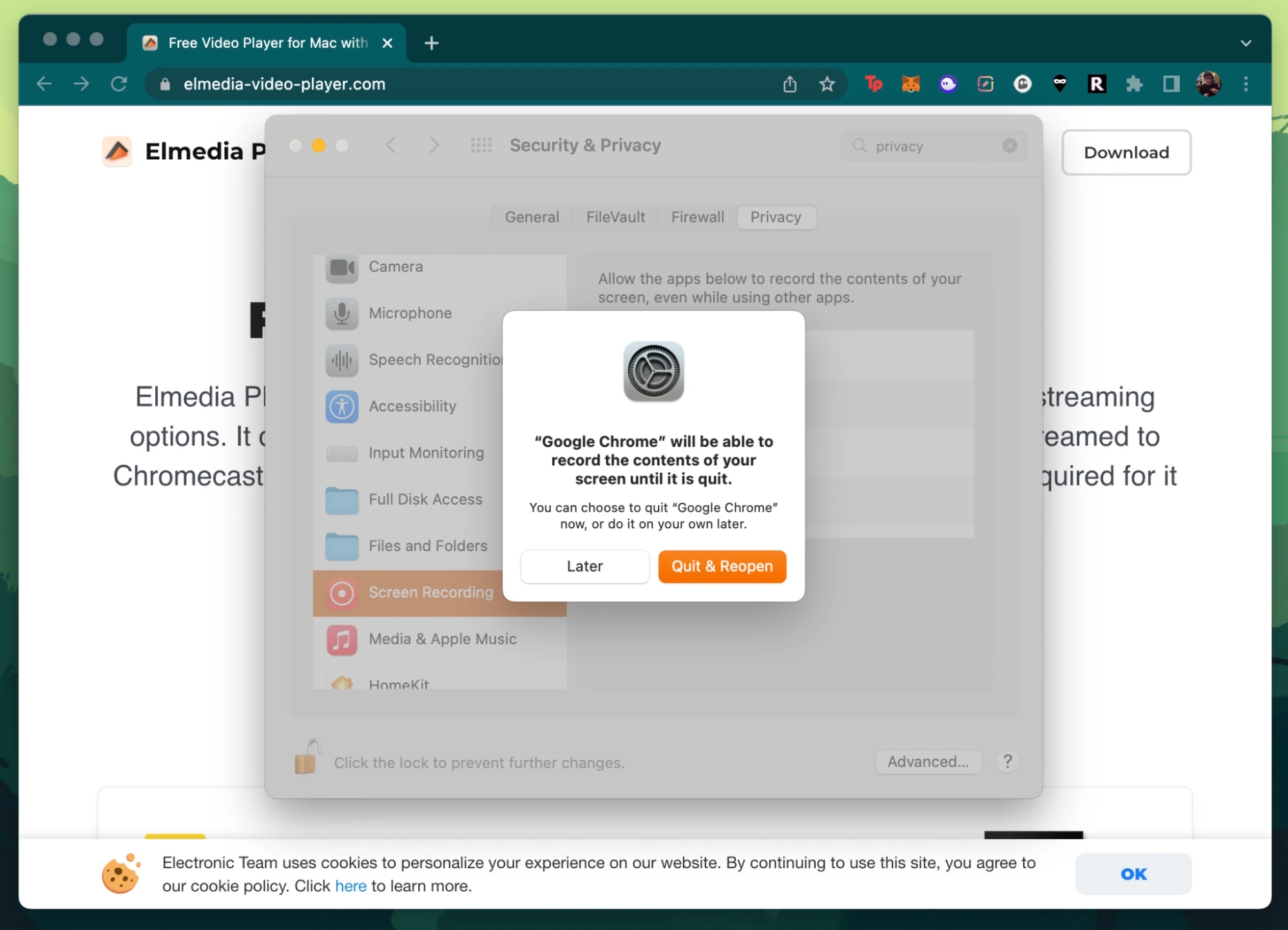 Notification Google Chrome