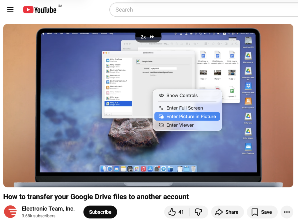 Enable Picture-in-Picture for YouTube on Mac