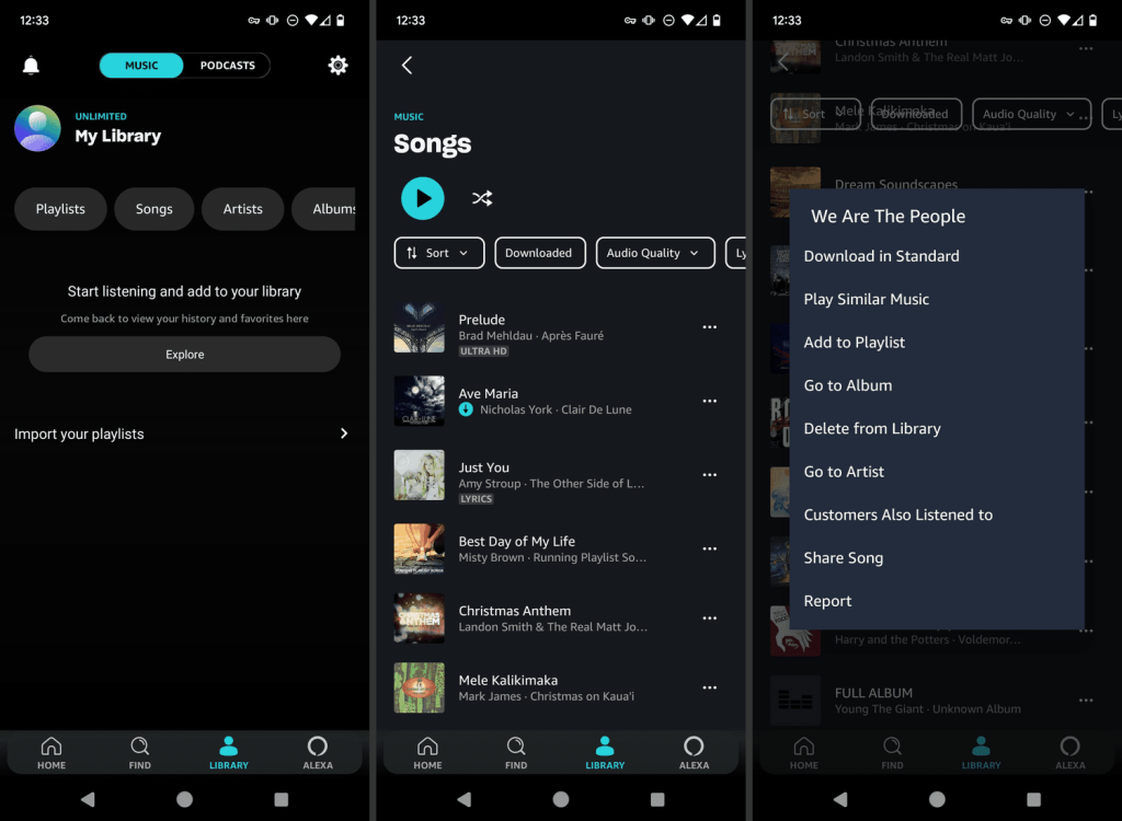 Amazon Music app interface