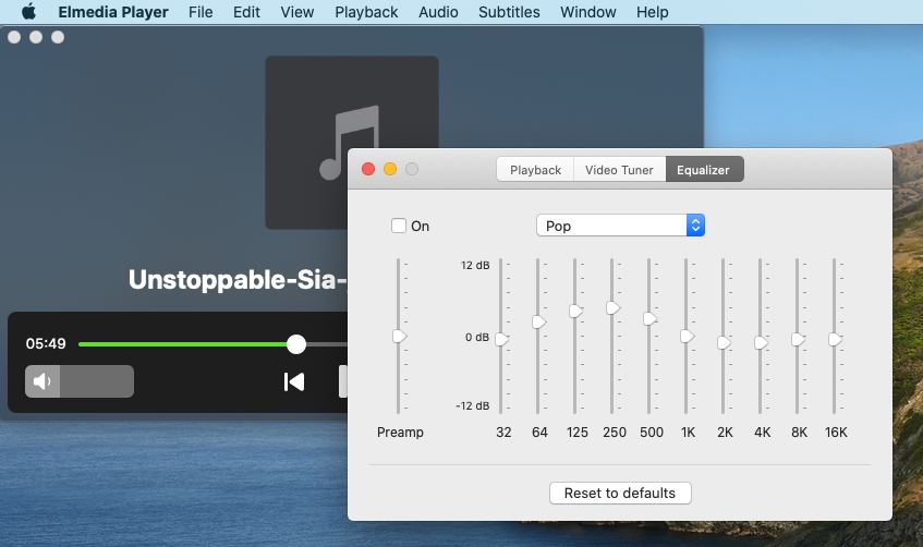 Audio equalizer feature in Elmedia Mac PotPlayer