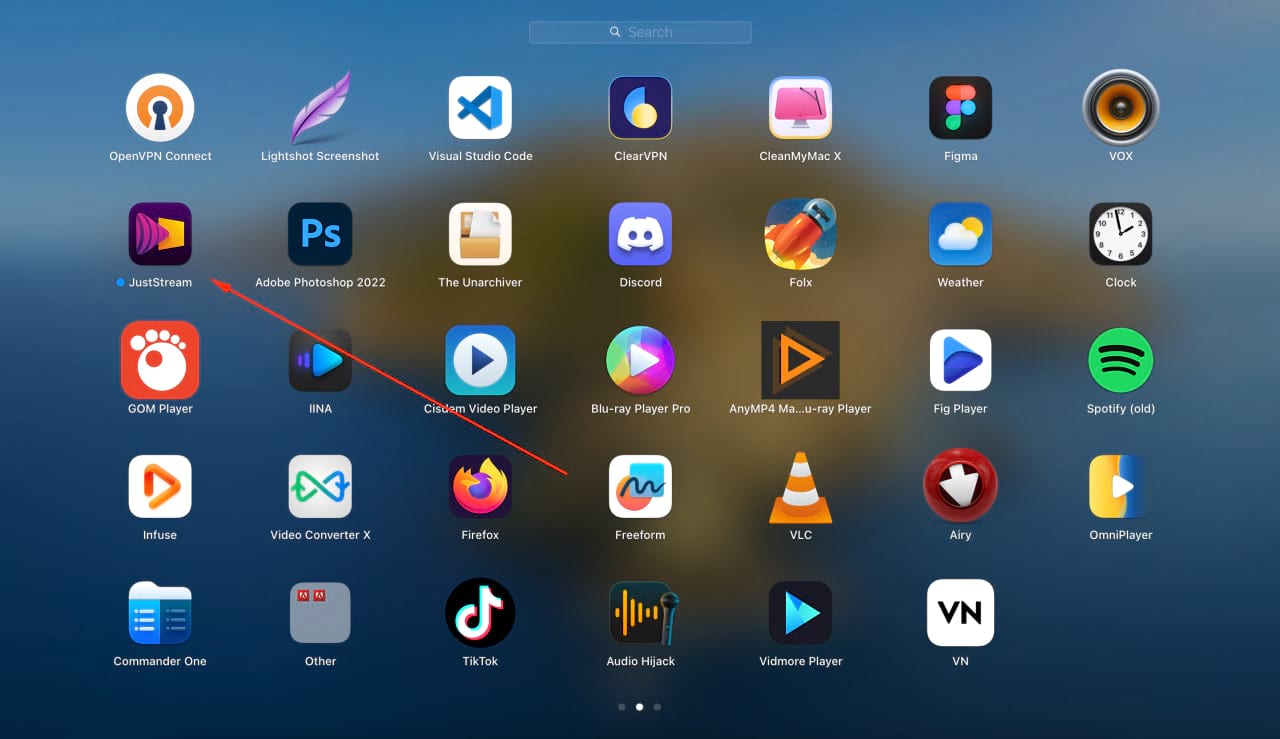 JustStream app in the Menu Bar