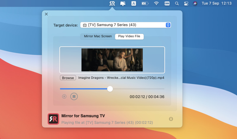 mirroring to Samsung TV from Mac using AirBeam
