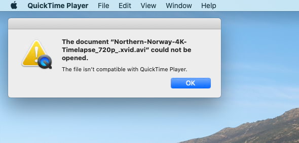 QuickTime non può riprodurre formati video Xvid