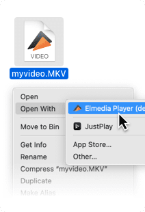 Open media file with Elmedia