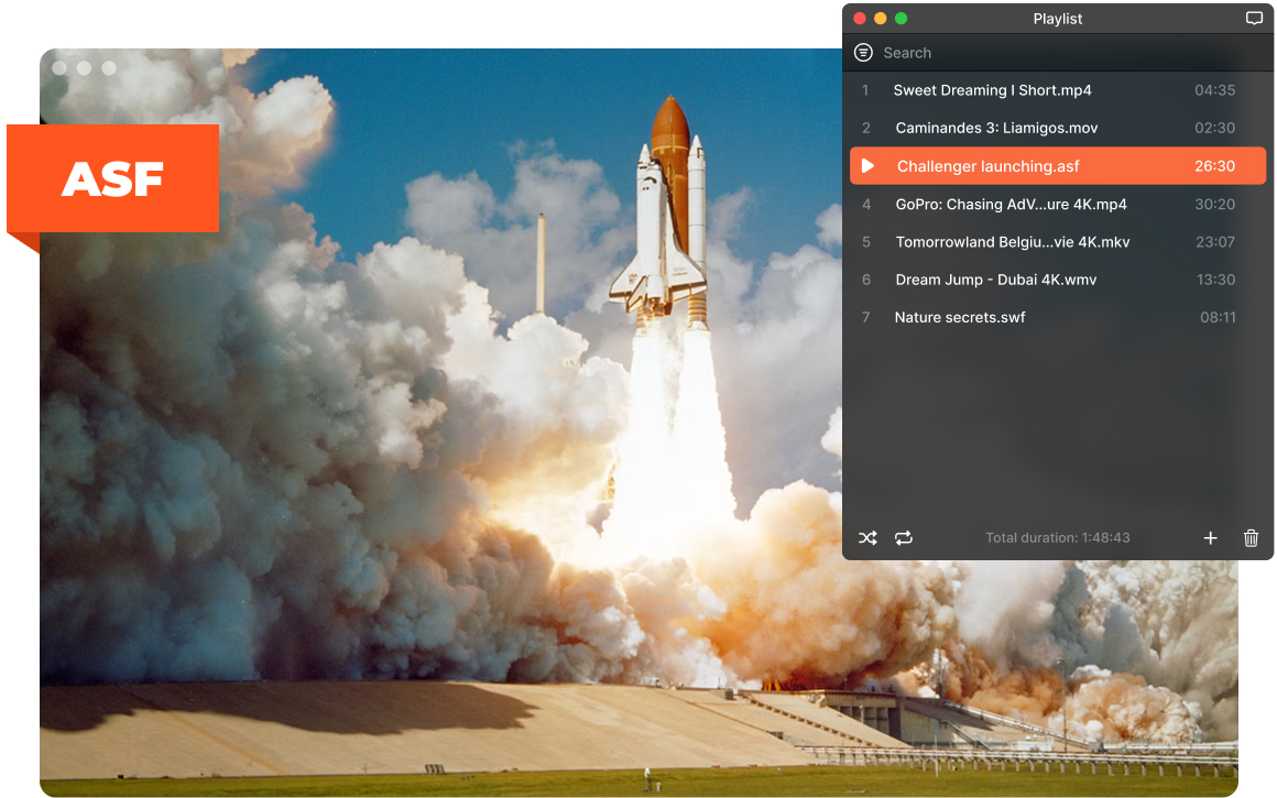 Elmedia ASF player with playlist on macOS