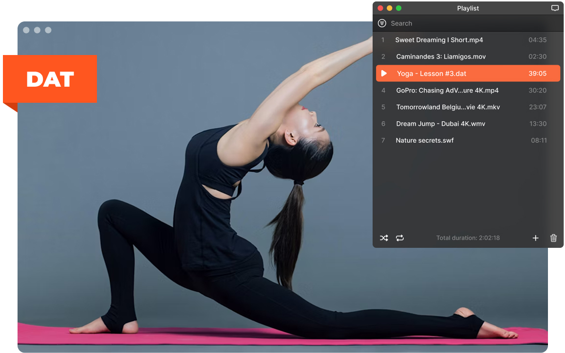 Elmedia DAT player with playlist on macOS