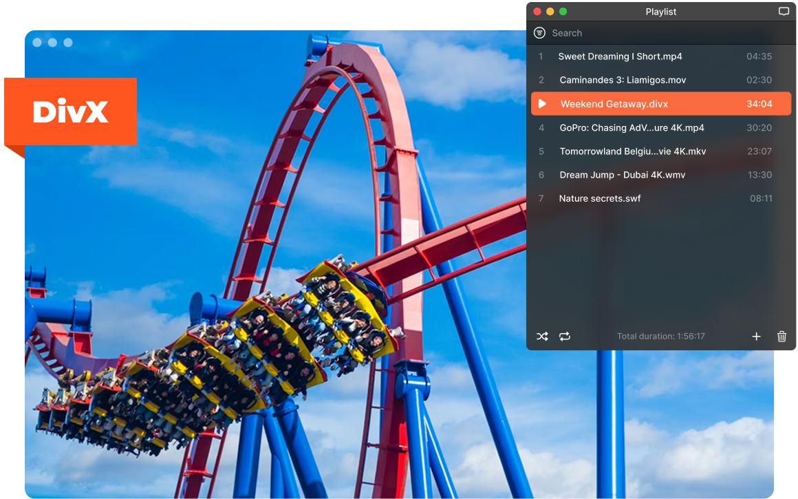 macOS のプレイリスト付き Elmedia DivX プレーヤー
