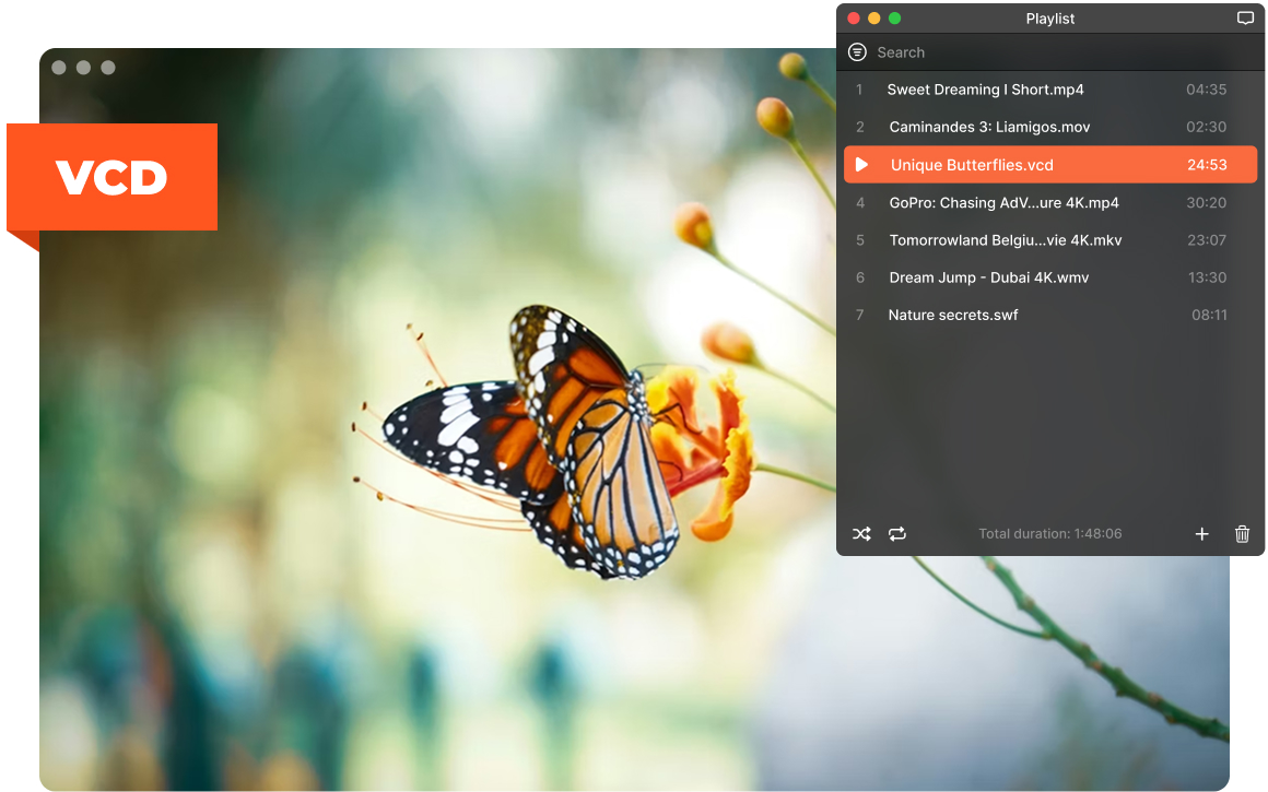Elmedia VCD player with playlist on macOS