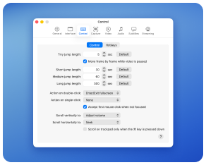 Hotkeys and control in Elmedia Video Player on macOS